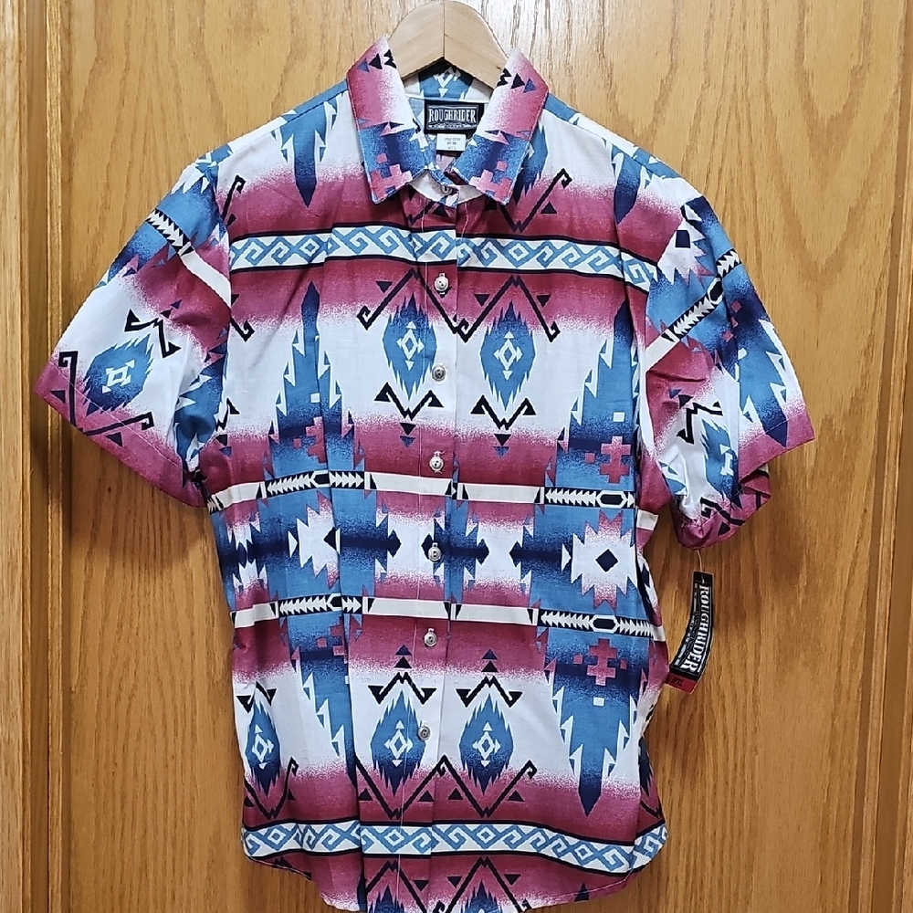 Roper Red and Blue Casual Button Down Shirt